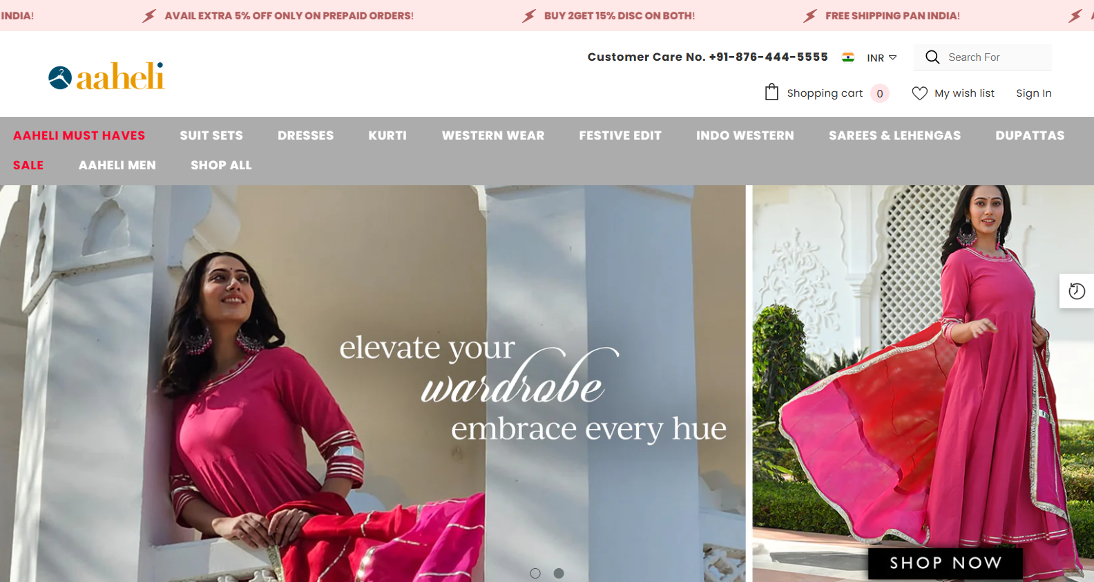 Aaheli Luxury Ethnic Wear E-Commerce Platform